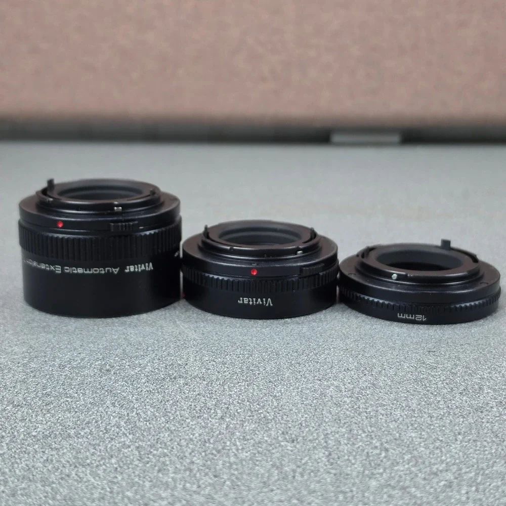 Vivitar Automatic Extension Tube Set AT-21 12mm 20mm 36mm Black Excellent